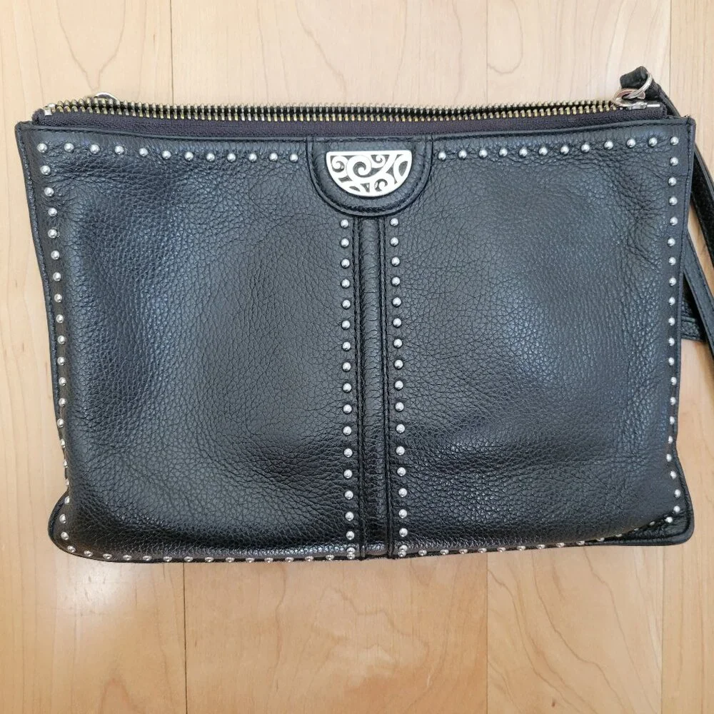 Brighton Pretty Tough Black Leather Crossbody Purse - Picture 2 of 10